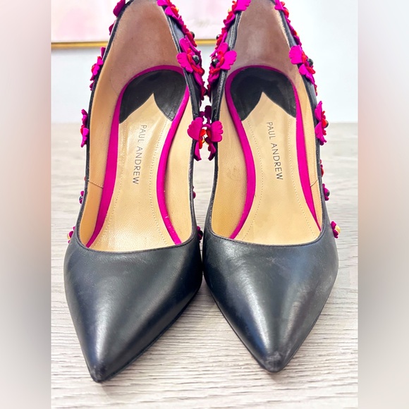Paul Andrews’s Ordos Floral Pump In Black & Pink Size 7 - Picture 5 of 8